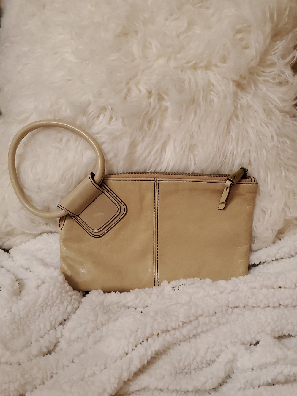 HOBO Stone Leather Ring-Handle Wristlet Bag